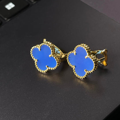 [lume Jewelry] CLOVER LARGE (20mm) 1 MOTIFS BLUE MOP STUD EARRINGS