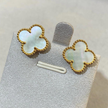 [lume Jewelry] CLOVER LARGE (20mm) 1 MOTIFS WHITE MOP STUD EARRINGS