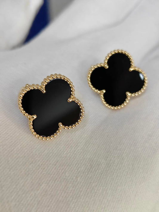 [lume Jewelry] CLOVER 20MM BLACK MOP EARRINGS