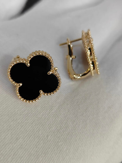 [lume Jewelry] CLOVER 20MM BLACK MOP EARRINGS