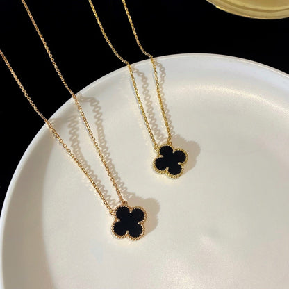 ¡®lume Jewelry¡¯CLOVER 15MM BLACK ONYX SINGLE FLOWER NECKLACE