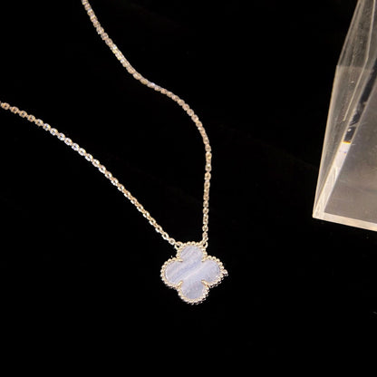 ¡®lume Jewelry¡¯CLOVER 15MM BLUE CHALCEDONY NECKLACE SILVER