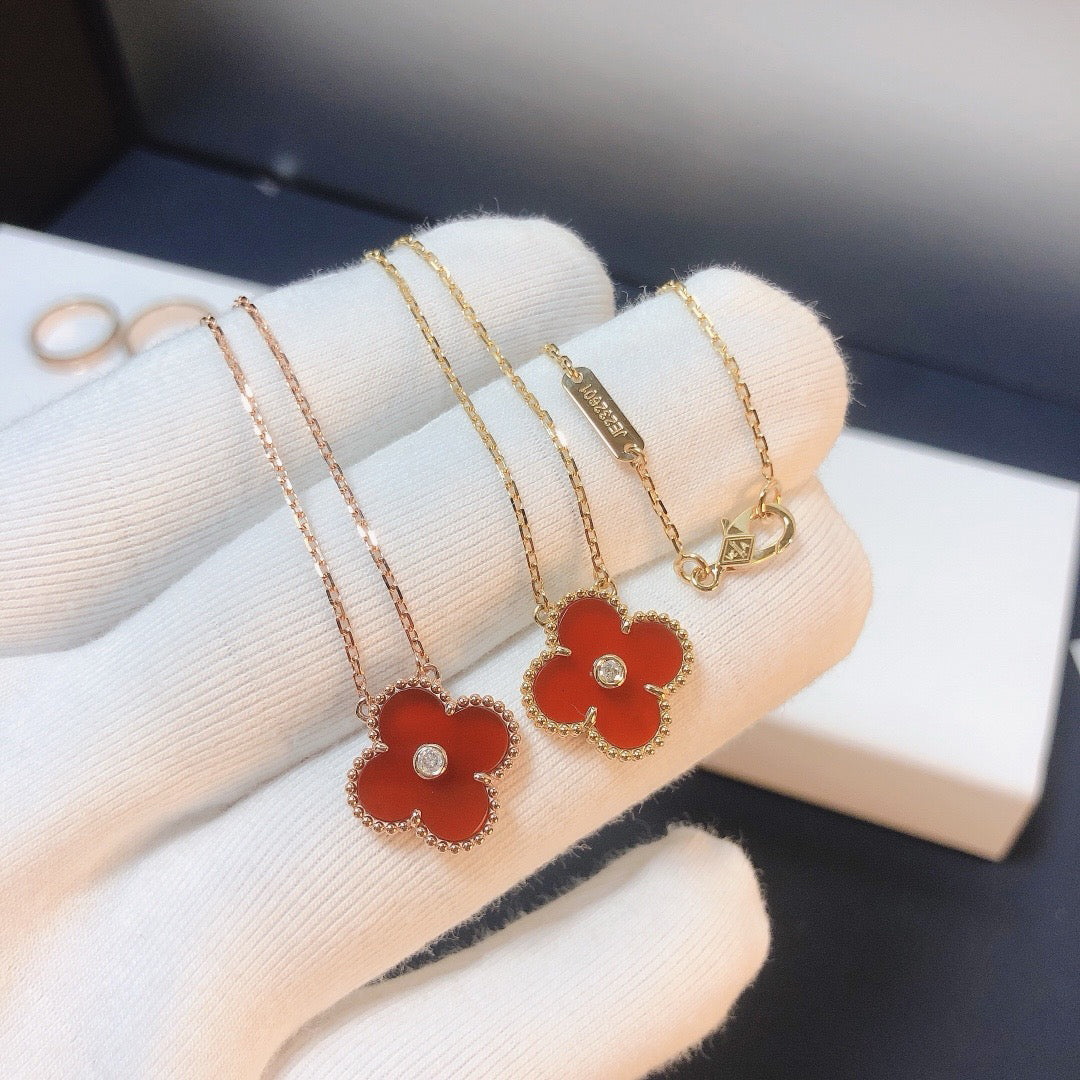 ¡®lume Jewelry¡¯CLOVER 15MM DIAMOND CARNELIAN NECKLACE