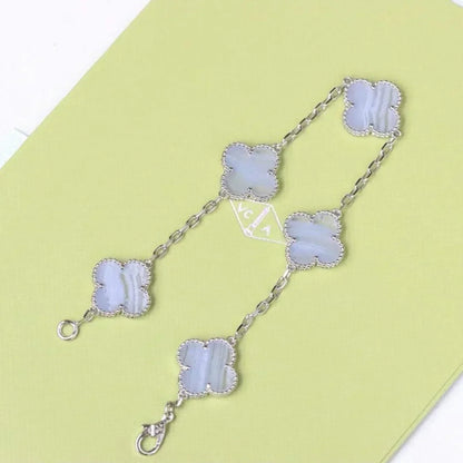 [lume Jewelry]New  CLOVER 5 MOTIF PURPLE CHALCEDONY BRACELET COLLECTION