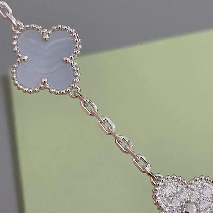 [lume Jewelry]New  CLOVER 5 MOTIF PURPLE CHALCEDONY BRACELET COLLECTION