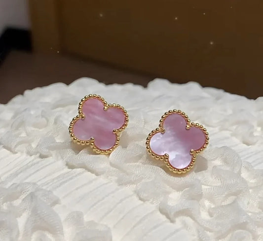 [lume Jewelry]Clover Mini Pink Earrings