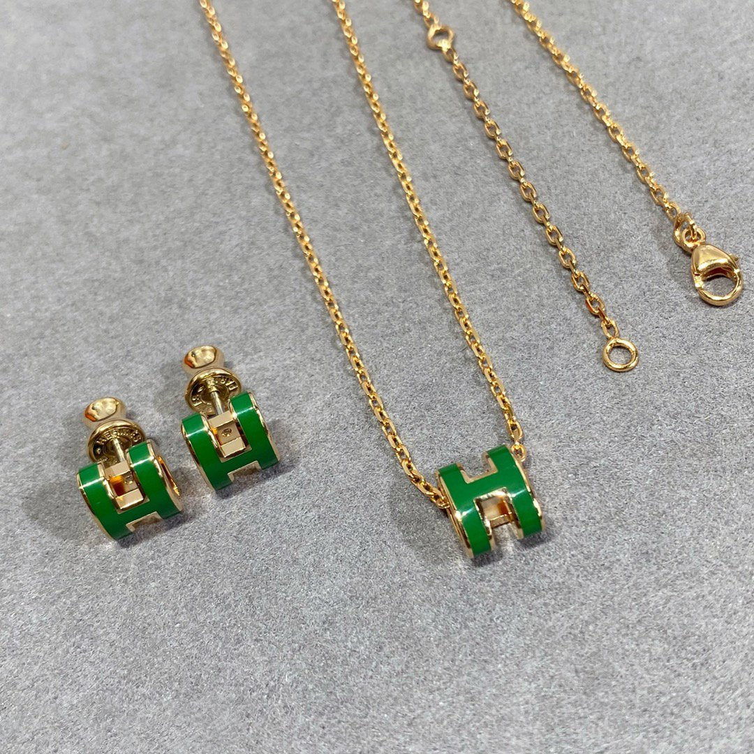 ¡®lume Jewelry¡¯POP H GREEN NECKLACE SILVER AND GOLD