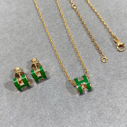 ¡®lume Jewelry¡¯POP H GREEN NECKLACE SILVER AND GOLD