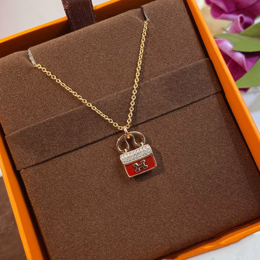 ¡®lume Jewelry¡¯CONSTANCE RED PEDANT PINK GOLD NECKLACE