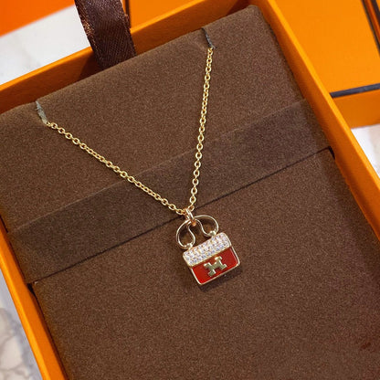 ¡®lume Jewelry¡¯CONSTANCE RED PEDANT PINK GOLD NECKLACE