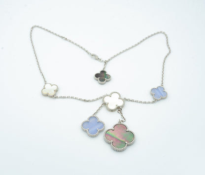 ¡®lume Jewelry¡¯CLOVER MOP CHALCEDONY NECKLACE SILVER 6 MOTIF