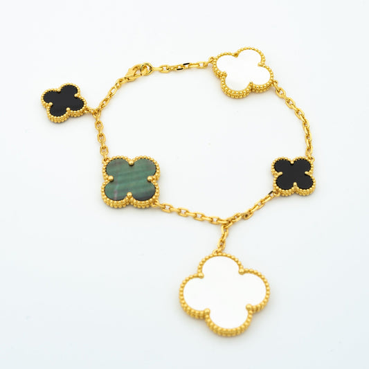 ¡®lume Jewelry¡¯CLOVER BRACELET 5 MOTIFS ONYX MOP