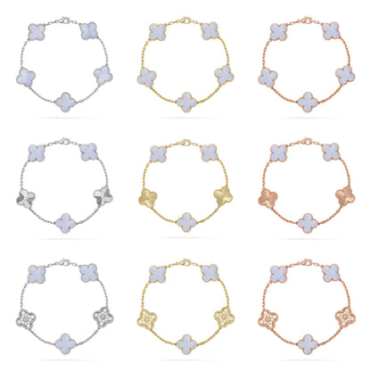 [lume Jewelry]New  CLOVER 5 MOTIF PURPLE CHALCEDONY BRACELET COLLECTION