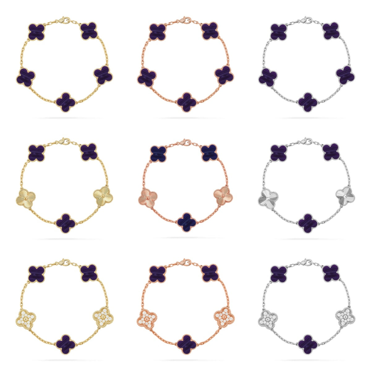 [lume Jewelry]New CLOVER 5 MOTIF PURPLE STRIPES BRACELET COLLECTION