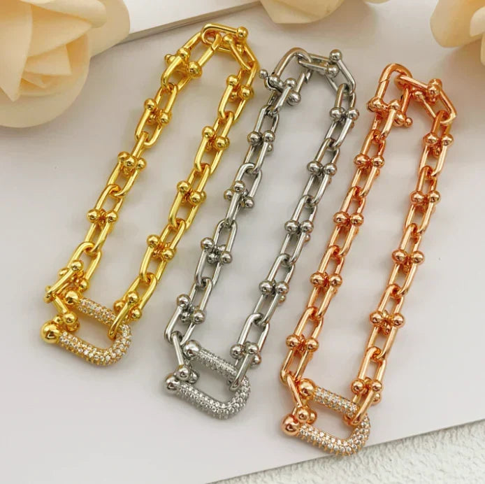 [lume Jewelry] TF HORSESHOE BUCKLE DIAMOND BRACELET