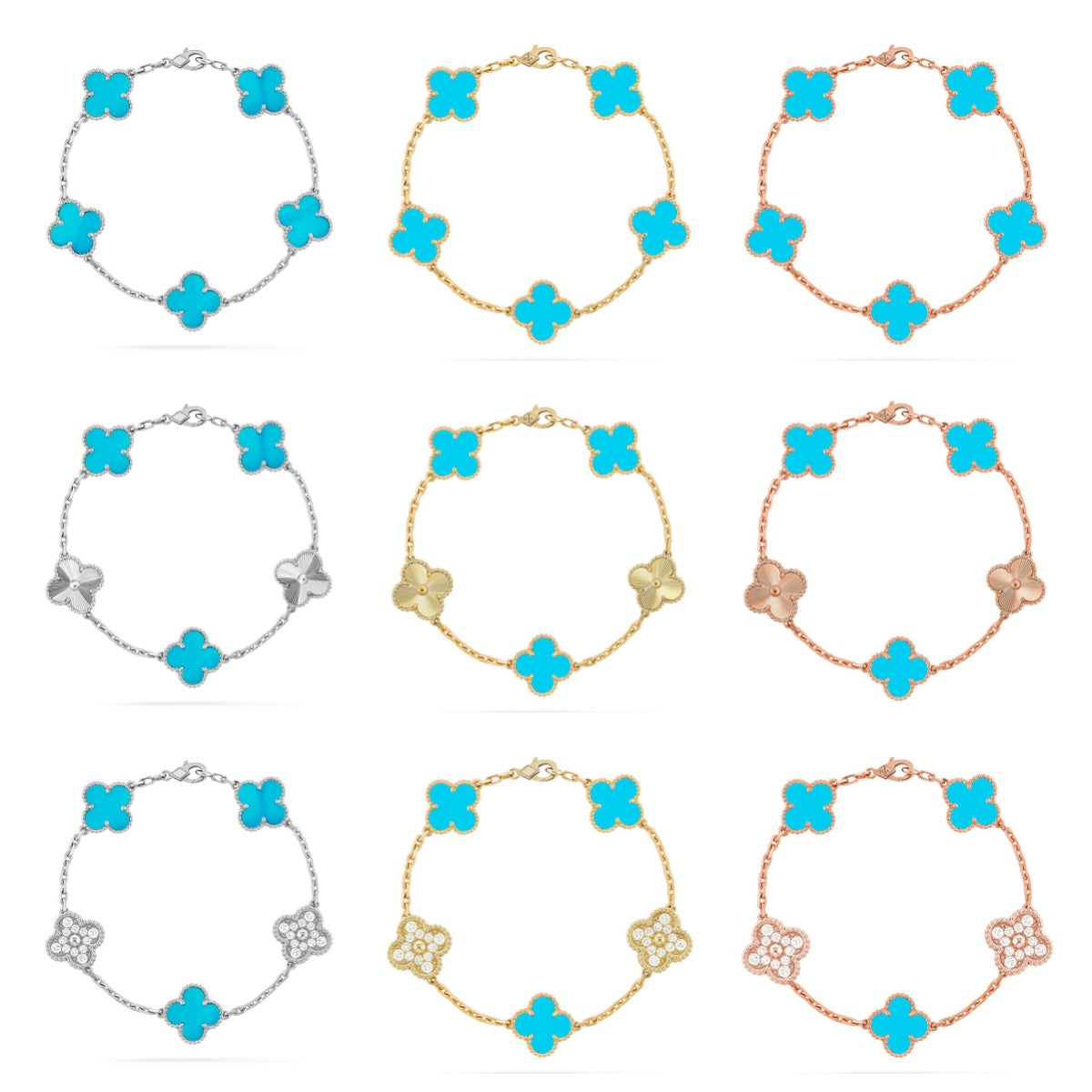 [lume Jewelry]New  CLOVER 5 MOTIF TURQUOISE BRACELET COLLECTION