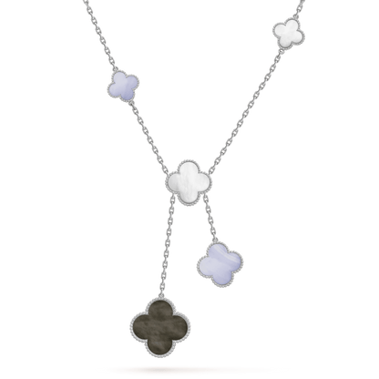 ¡®lume Jewelry¡¯CLOVER MOP CHALCEDONY NECKLACE SILVER 6 MOTIF