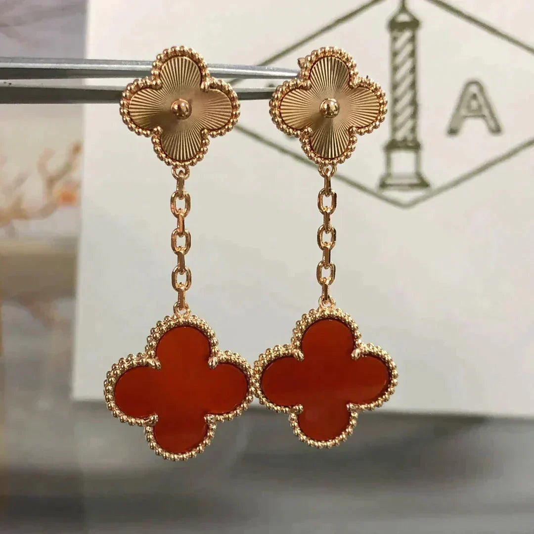 ¡®lume Jewelry¡¯CLOVER 2 MOTIF  LASER CARNELIAN EARRINGS