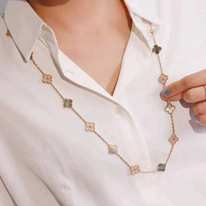 ¡®lume Jewelry¡¯CLOVER 20 MOTIFS DARK MOP DIAMOND  NECKLACE
