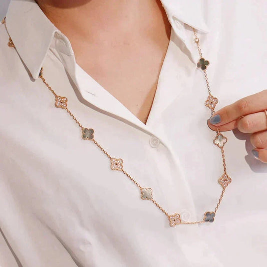 ¡®lume Jewelry¡¯CLOVER 20 MOTIFS DARK MOP DIAMOND  NECKLACE