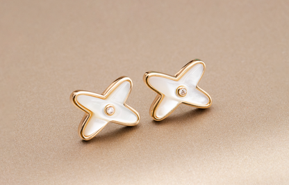 ¡®lume Jewelry¡¯JEUX DE WHITE MOP PINK GOLD DIAMOND EARRINGS