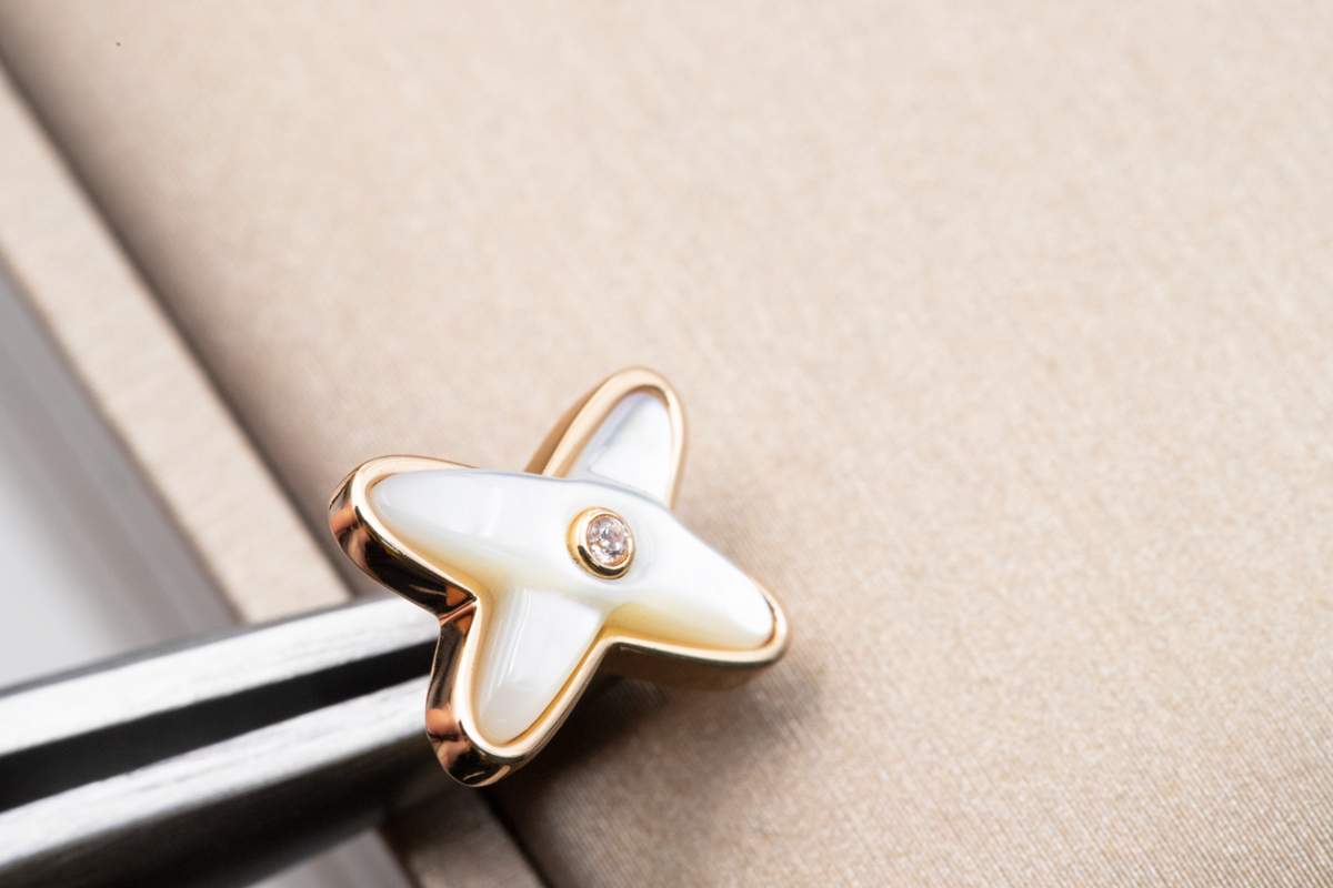 ¡®lume Jewelry¡¯JEUX DE WHITE MOP PINK GOLD DIAMOND EARRINGS