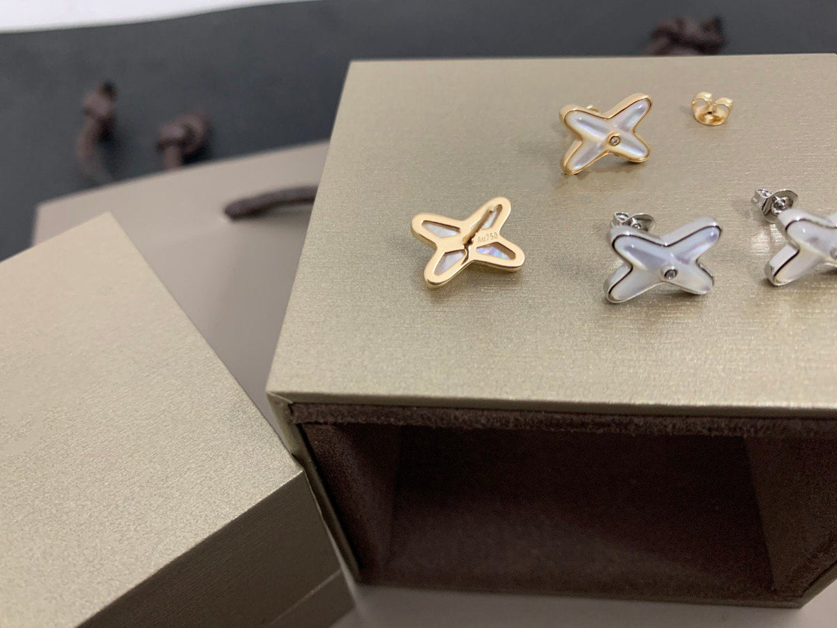 ¡®lume Jewelry¡¯JEUX DE WHITE MOP SILVER DIAMOND EARRINGS