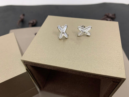 ¡®lume Jewelry¡¯JEUX DE WHITE MOP SILVER DIAMOND EARRINGS