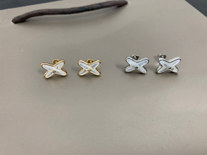 ¡®lume Jewelry¡¯JEUX DE WHITE MOP SILVER DIAMOND EARRINGS