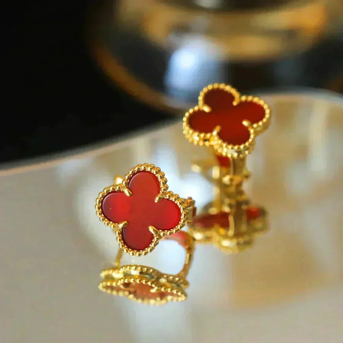 ¡®lume Jewelry¡¯CLOVER MEDIUM 1 MOTIFS CARNELIAN  EARRINGS