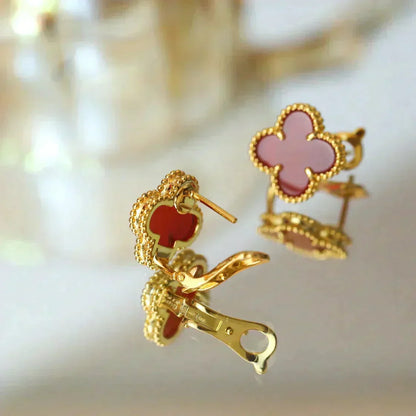 ¡®lume Jewelry¡¯CLOVER MEDIUM 1 MOTIFS CARNELIAN  EARRINGS