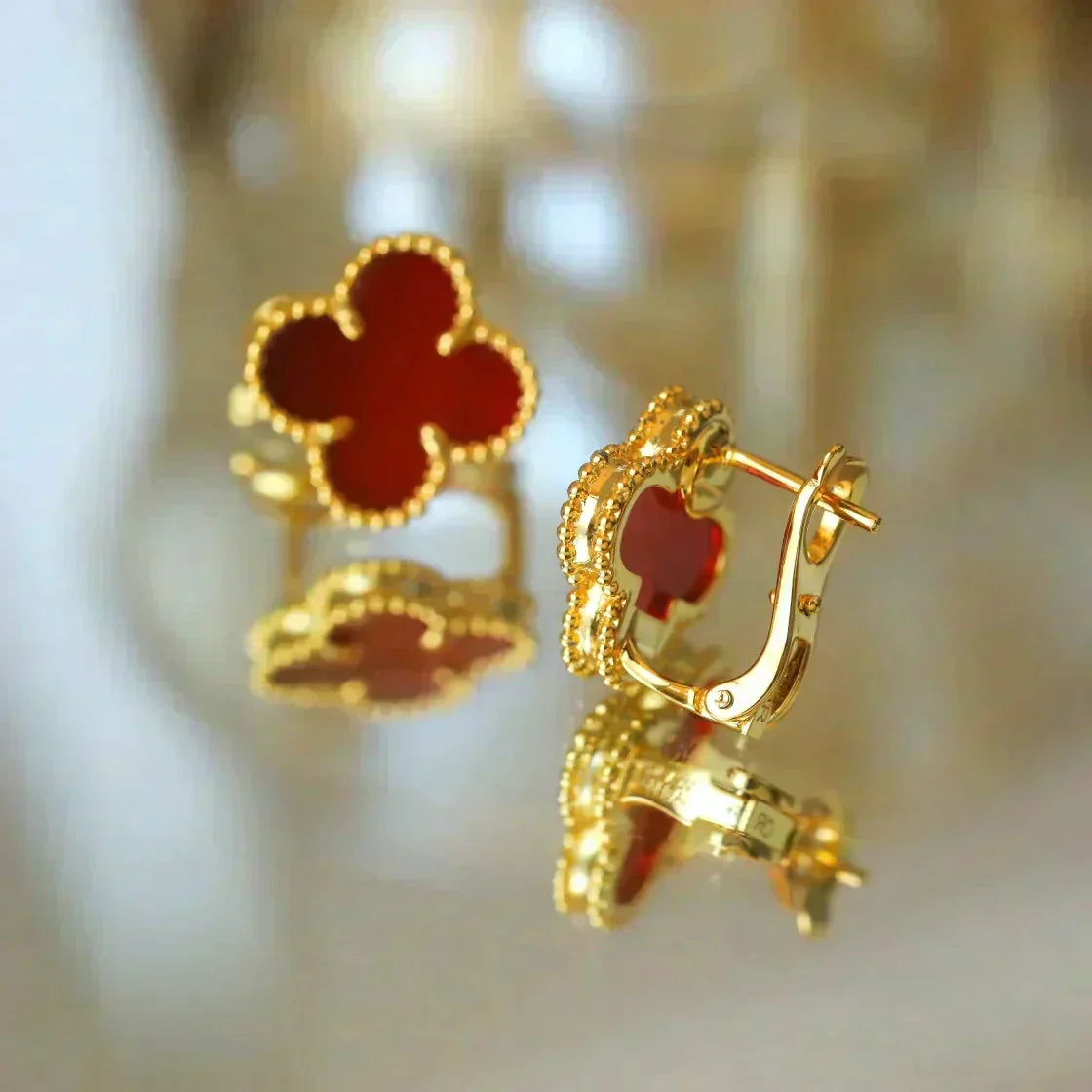 ¡®lume Jewelry¡¯CLOVER MEDIUM 1 MOTIFS CARNELIAN  EARRINGS