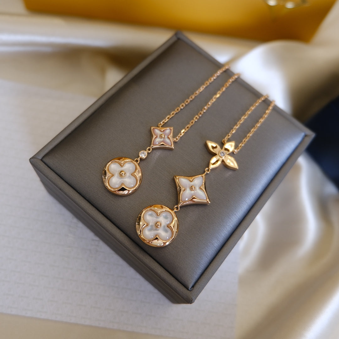 ¡®lume Jewelry¡¯COLOR BLOSSOM LARIAT NECKLACE PINK GOLD WHITE MOTHER PEARL AND DIAMOND