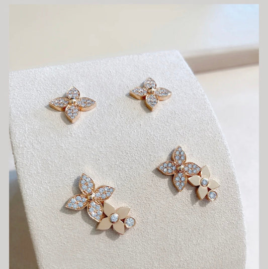 ¡®lume Jewelry¡¯STAR BLOSSOM STUD EARRINGS PINK GOLD DIAMONDS