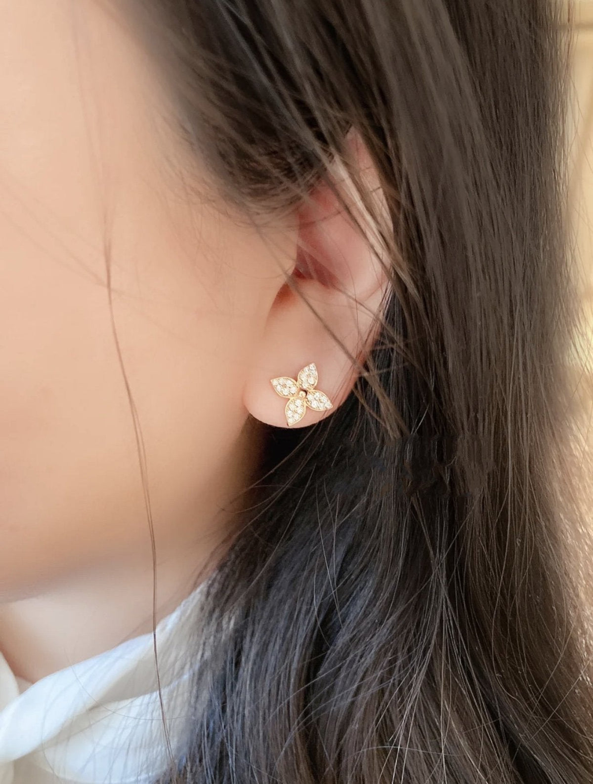 ¡®lume Jewelry¡¯STAR BLOSSOM STUD EARRINGS PINK GOLD DIAMONDS