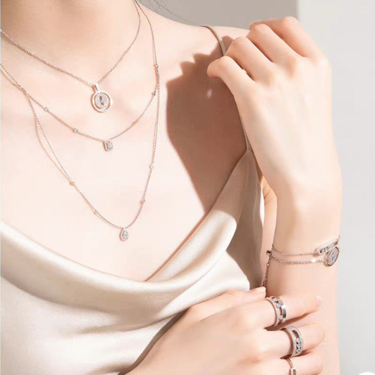 [lume Jewelry]LUCKY MOVER PM PAVED NECKLACE