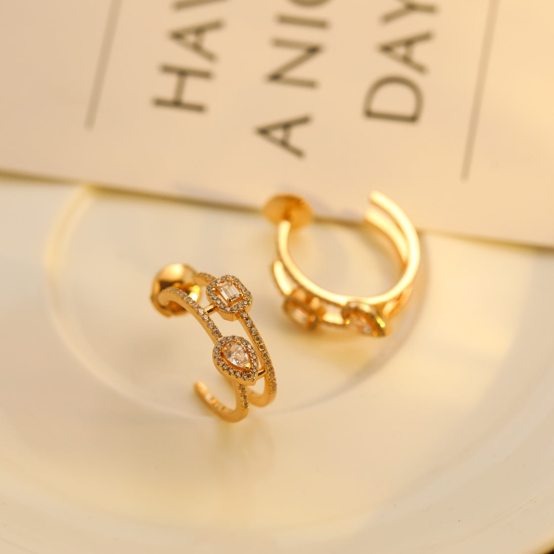 [lume Jewelry]CREOLES MY TWIN 2 RANGS SILVER DIAMOND EARRINGS