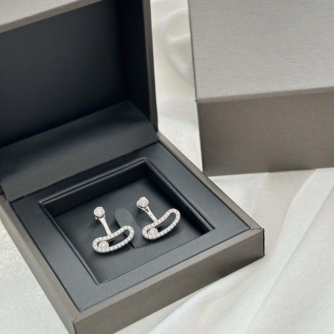 [lume Jewelry]MOVE UNO SILVER DIAMOND EARRINGS
