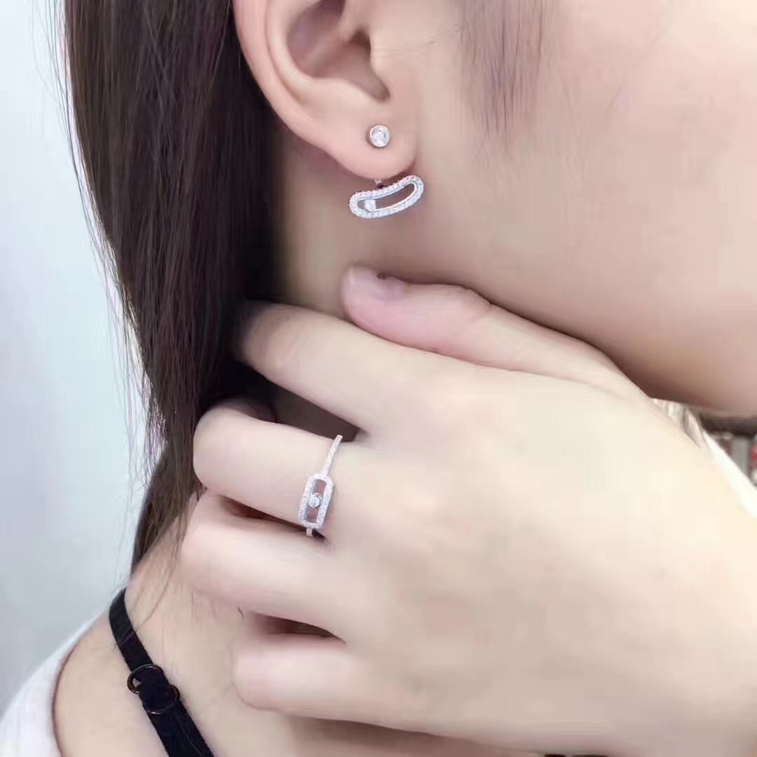 [lume Jewelry]MOVE UNO SILVER DIAMOND EARRINGS
