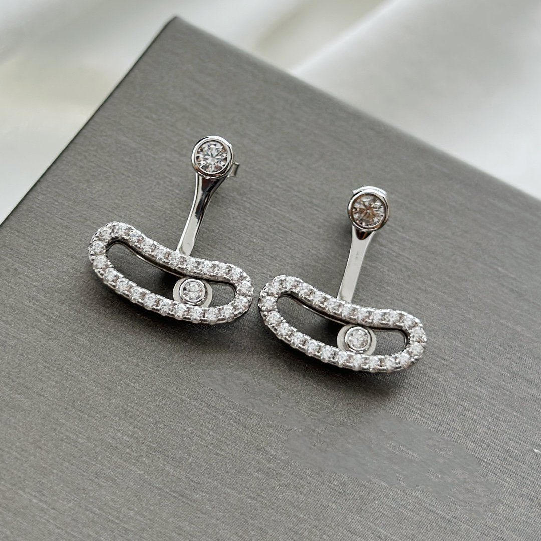 [lume Jewelry]MOVE UNO SILVER DIAMOND EARRINGS