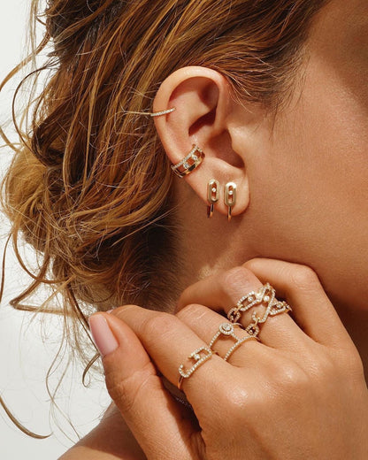 [lume Jewelry]CREOLES MOVE UNO MINI 1 DIAMOND EARRINGS