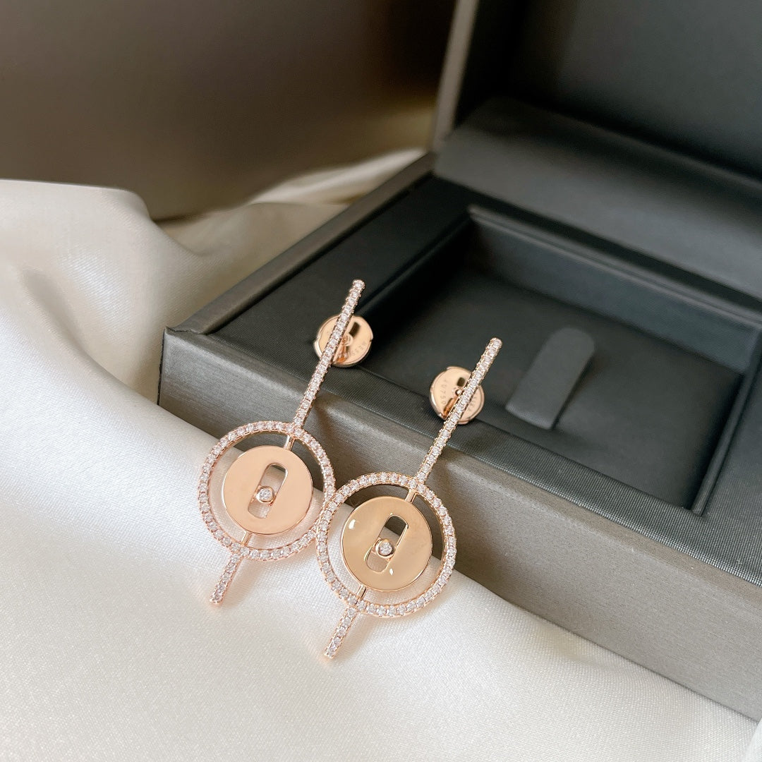 [lume Jewelry]LUCKY MOVE ARROW PINK GOLD DIAMOND EARRINGS