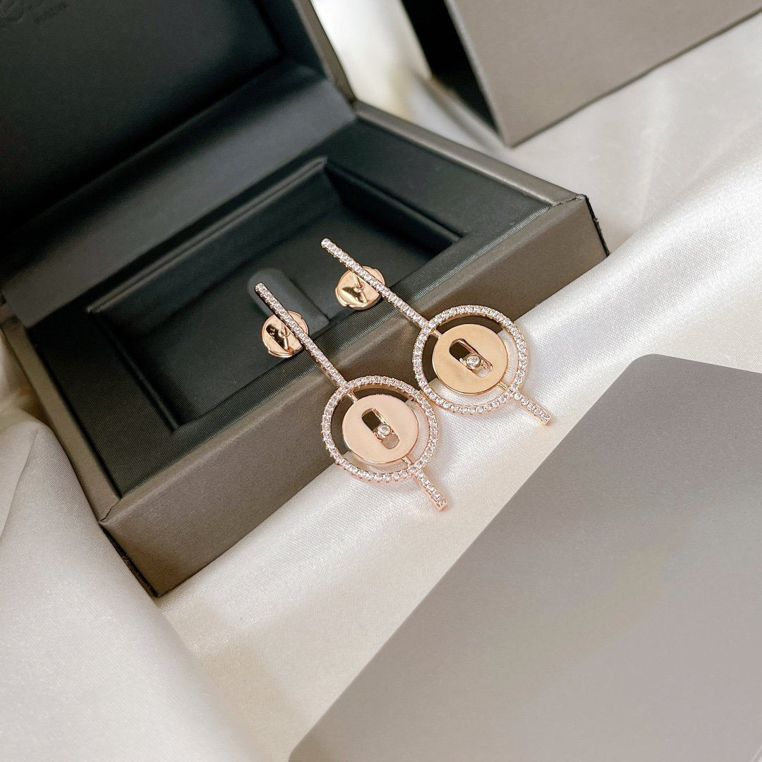 [lume Jewelry]LUCKY MOVE ARROW PINK GOLD DIAMOND EARRINGS