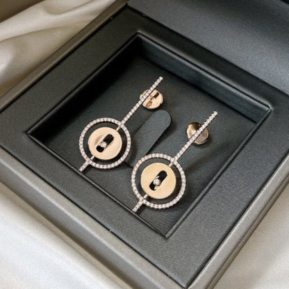 [lume Jewelry]LUCKY MOVE ARROW PINK GOLD DIAMOND EARRINGS