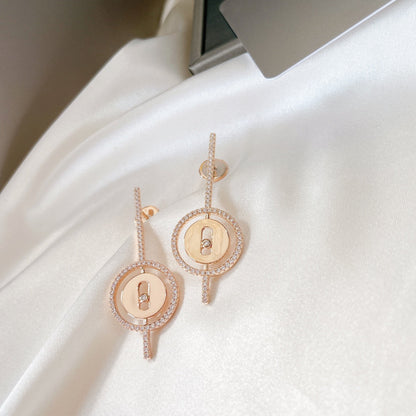 [lume Jewelry]LUCKY MOVE ARROW PINK GOLD DIAMOND EARRINGS