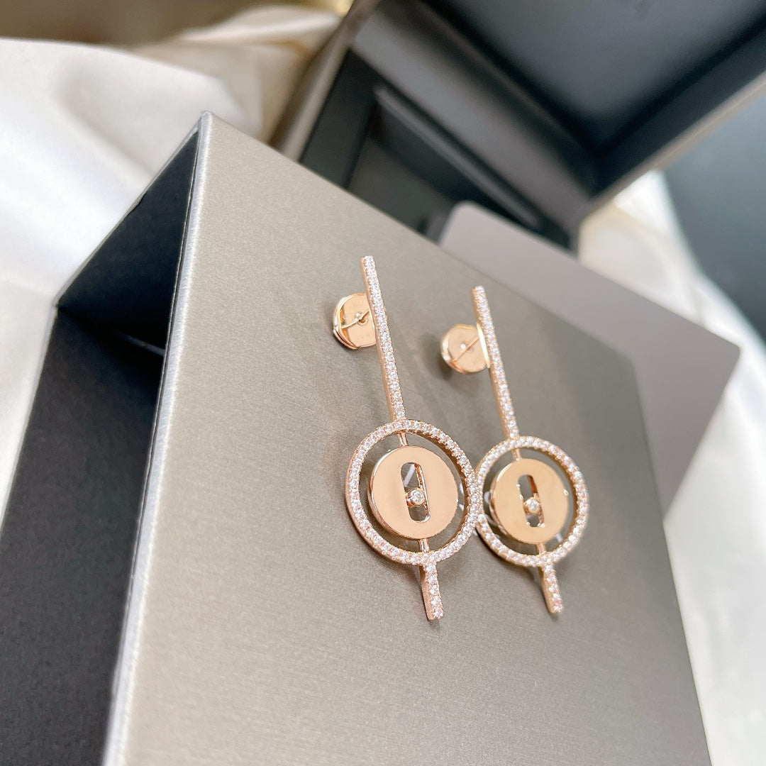[lume Jewelry]LUCKY MOVE ARROW PINK GOLD DIAMOND EARRINGS