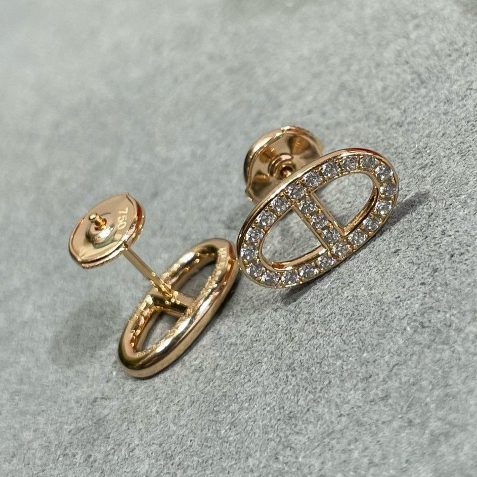 ¡®lume Jewelry¡¯HM FULL DIAMOND PIG NOSE STUD EARRINGS