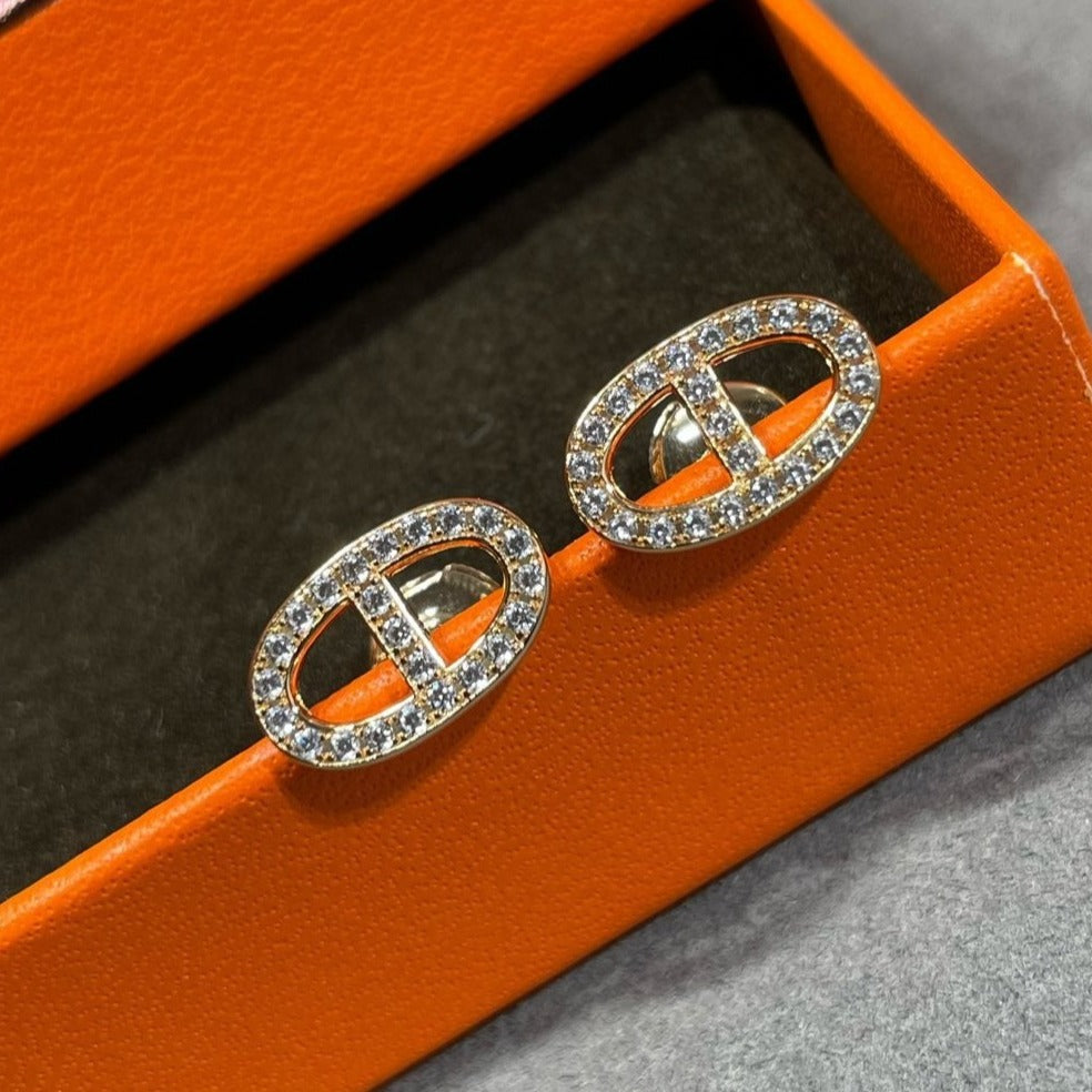 ¡®lume Jewelry¡¯HM FULL DIAMOND PIG NOSE STUD EARRINGS