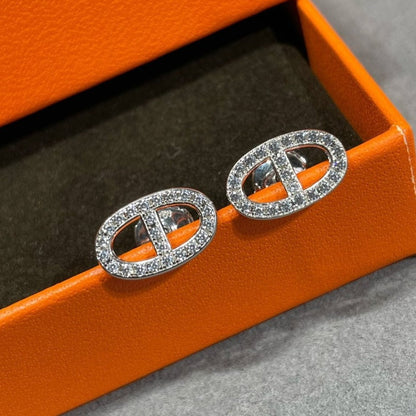 ¡®lume Jewelry¡¯HM FULL DIAMOND PIG NOSE STUD EARRINGS