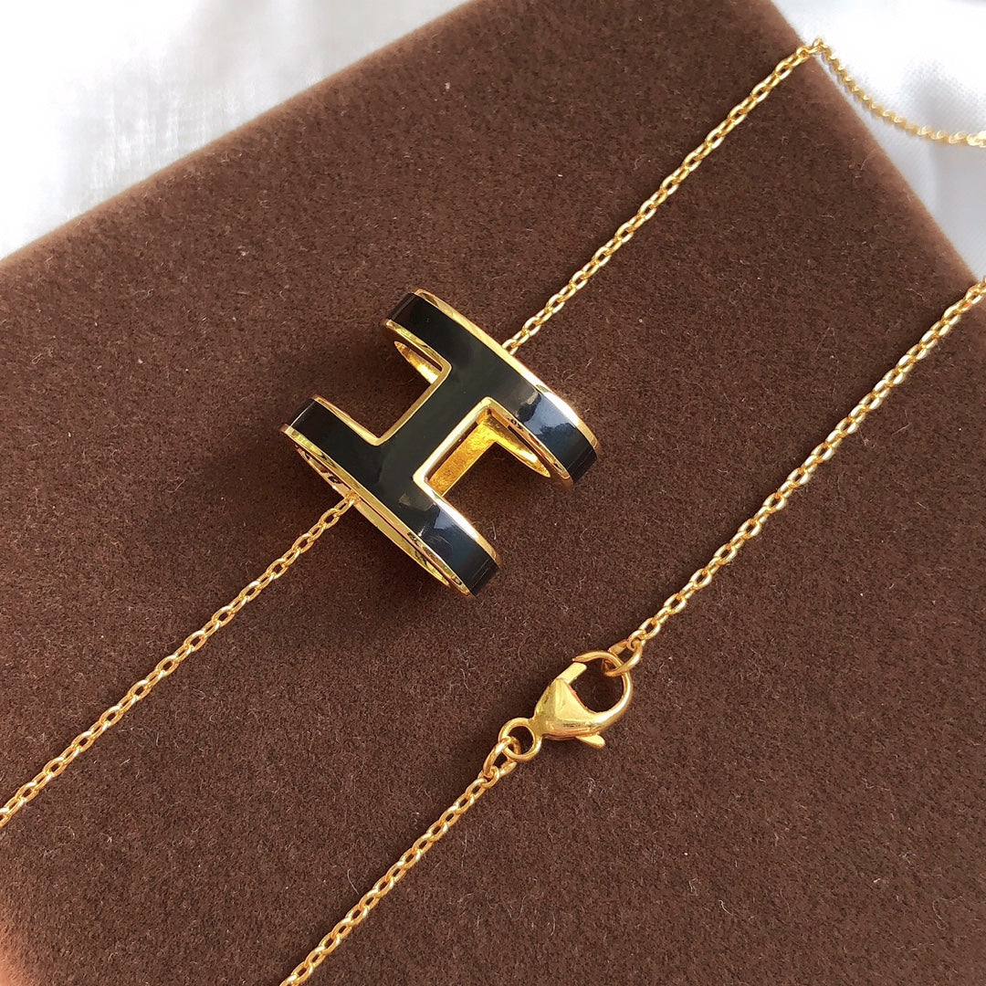¡®lume Jewelry¡¯HM CLIC BLACK ENAMEL GOLD NECKLACE